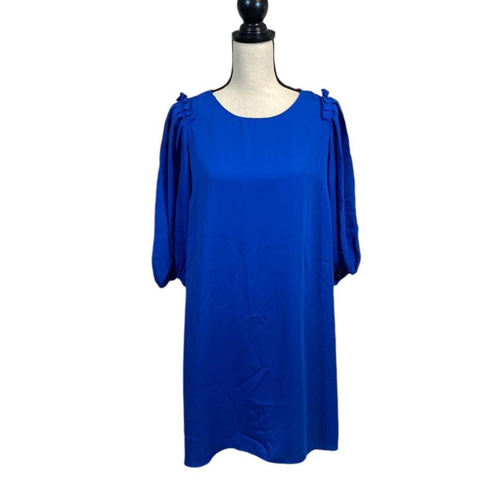 Zara Royal Blue Shift Dress Balloon Elbow Sleeves Size XL